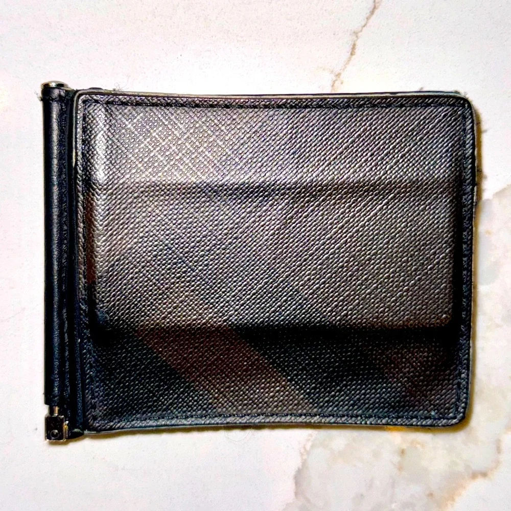 Burberry check print mens thin clip wallet
